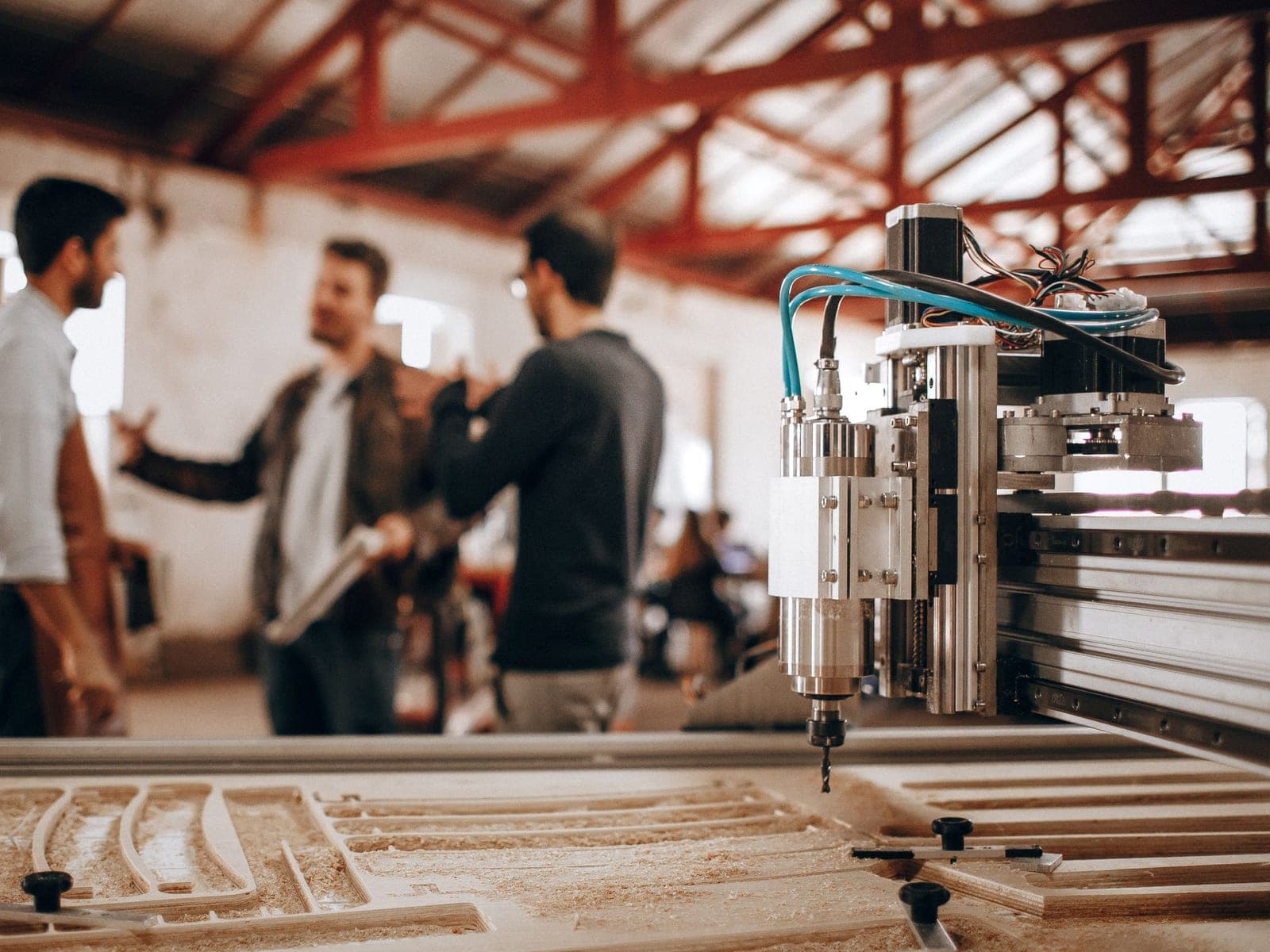 Manufacturing floor with rows of CNC machining centres